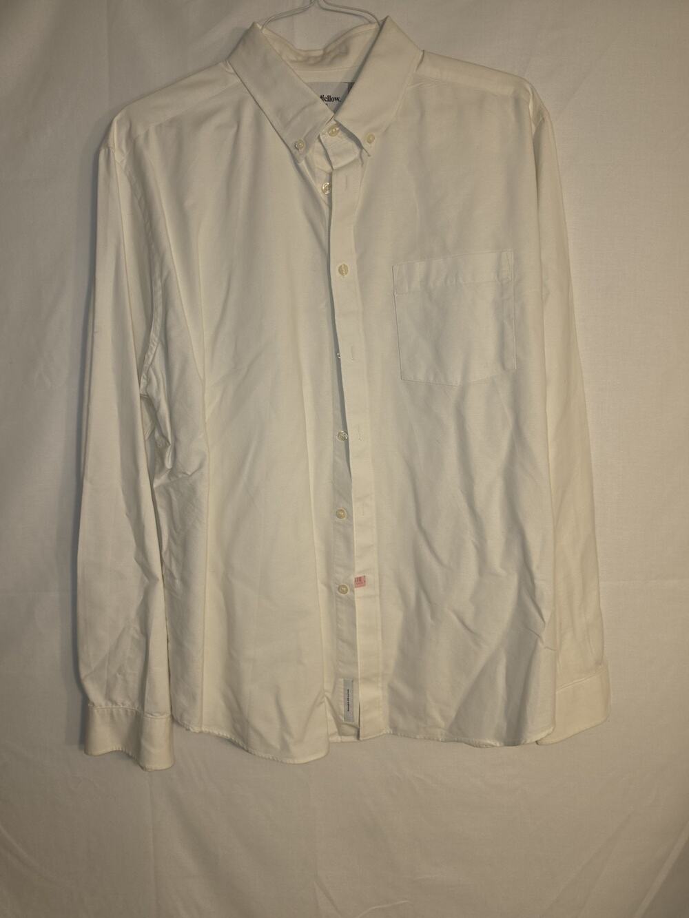 Goodfellow & Co. White Mens Dress Shirt Long Sleeve Size XL Faint Stain In Back